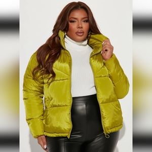 Plus Chartreuse puffer jacket - NWT 2X